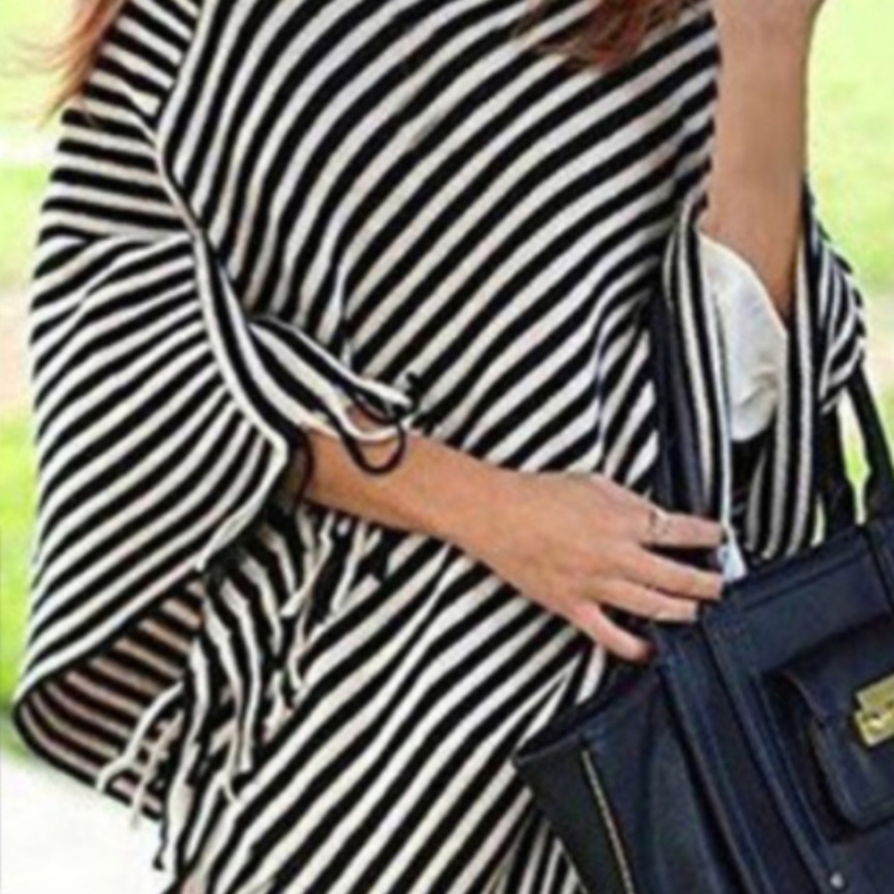 Blk/Ivory Super Soft Flattering Poncho-OS-NWOT - Picture 2 of 7